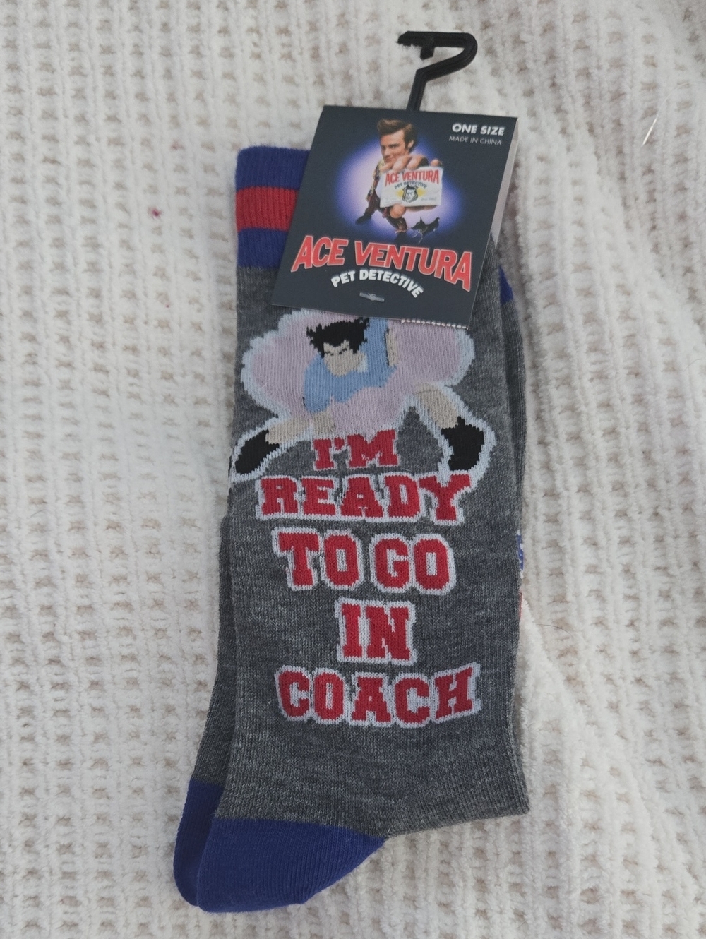 Men's Grey Ace Ventura Socks - "I'm Ready To Go In Coach"
